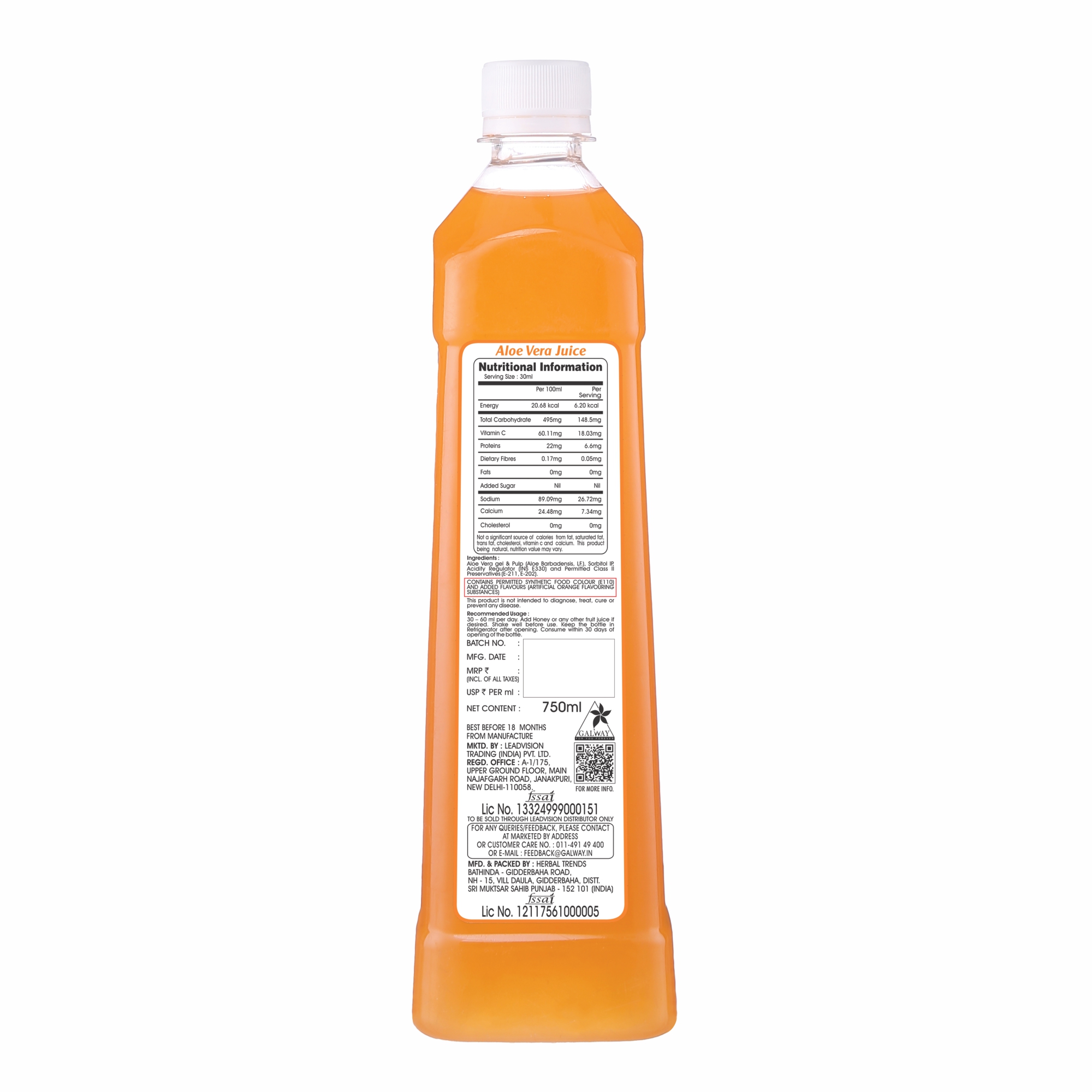 Aloe Vera Juice Orange